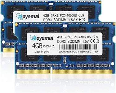 PC3-10600 DDR3 1333 8GB Kit (2x4GB) RAM PC3 10600S 1333MHZ 2Rx8 204-pin 1.5v 4GB Memory Upgrade for Laptop