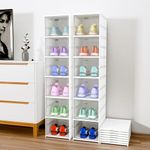 RUBOXA (Pack of 2 Shoe Rack | Foldable Sneakers Box (6-Layer) Storage Organizer for Shoe, Slippers & Books | Storage Rack for Living Room | Multipurpose Cabinet Organizer | White