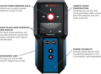 BOSCH Wall Scanner & Stud Finder – Detects Wood, Metal, Live Wires, Includes Batteries