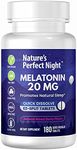 Nature's Perfect Night | Melatonin 20mg | 180 Quick Dissolve Tablets | Natural Mixed Berry Flavor |High Potency | Sugar Free | Vegan | Gluten Free | Value Size