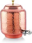 AC ANAND CRAFTS Hammered Copper Water Dispenser (Matka) Container Pot 100% Pure Copper and Ayurvedic Health Benefits (16000 ml + 600 ml) (4 Litre)