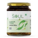 Soul Green Chilli Pickle in Olive Oil 265 Grams - A Spicy Fusion Infused with Premium Olive Oil