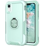 Knoowcase for iPhone XR Case Shockproof iPhone XR Phone Case with Ring Military Grade Full Protective TPU Bumper Hard PC Back Cover Built-in Magnetic Kickstand Car Mount Case, Green