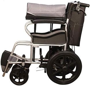 Ryder Wheelchair Lightweight Foldable Attendant Wheelchair with Seat Belt - Grey