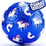 hahaland Glitter Unicorn Kids Soccer Ball Size 3 with Hand-Pump & Mesh-Bag, Toddler Soccer Balls for Kids 4-6, Toddler Kids Outdoor Toys for Kids 3-5 for Age 3+