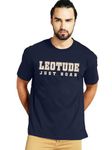 LEOTUDE Half Sleeve Cottonblend Round Neck Regular Fit T-Shirt for Men(PO3_Baseball_P_0Navy_L)