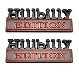 2X Metal Hillbilly Edition Truck Emblems Car Badge Decal Exterior Sticker Black/Red