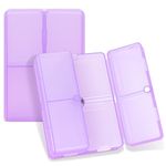 FYY Daily Pill Organizer, 7 Compartments Portable Pill Case Travel Pill Organizer,[Folding Design] Pill Box for Purse Pocket to Hold Vitamins,Cod Liver Oil,Supplements and Medication-Clear Purple