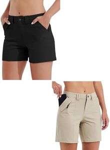 Willit Women's Golf Hiking Shorts Quick Dry Athletic Casual Summer Shorts Black&Khaki 8
