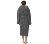 Men And Women 100% Cotton Terry Towelling Hooded Bath Robes Small to Large Bright Colours Highly Absorbent & Durable Gift Pack (M, Grey)