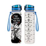 Stop Slacking Drink Your Water 32 Oz Water Track Bottle, Skull Water Bottle With Time Marker, Movie Water Bottles, Motivational Insulated Water Bottle