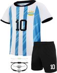 WISHOME Boys' Soccer Jersey Youth Football Uniform Sports Shirt Kit for Kids Age 4-14,Soccer Birthday Gift (US, Age, 10 Years, 11 Years, Blue)
