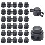 30 PCS Heavy Duty Double Hole Cord Locks for Drawstring, Spring Toggle Stoppers for No Tie Shoelaces Paracord Hoodies Pants, 30pcs - Black, Large