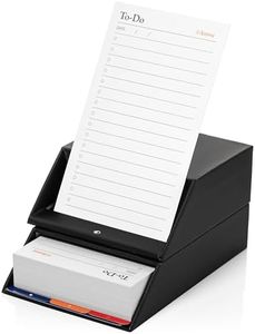 Notsu Centre Rise To Do List Card Planner Box Stand Set | 50 Foldable To-Do Vertical Notecards 3x5, Productivity Index Card Organizer Tab Dividers, Desk Card Holder Stand (Black), (CENTRE.R-BLK)