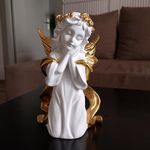 ALILA White Fairy Angel with Wings Figurine Statue for Home Living Room Garden Shelf Mantel Decor Decoration Gifting Item, 8 Inches