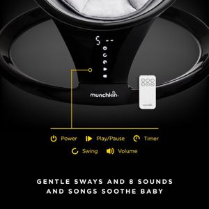 Munchkin Electric Baby Swing – Black, Soothing Motion Seat