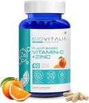 BIOVITALIA ORGANICS Vitamin C + Zinc For Glowing Skin Helps Improve Face & Skin Health Supports Immune System & Promote Memory Function - 60 Capsule