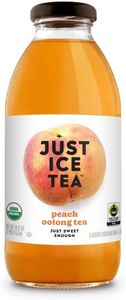 Just Ice Tea Organic Iced Tea, 16 Fl Oz Glass Bottles (Peach Oolong Tea, Pack of 12)