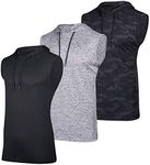 3 Pack: Men’s Dry Fit Moisture Wicking Hooded Tank Top Active Athletic Hoodie Pullover Sweatshirt Workout Running Fitness Gym Sports Bodybuilding Casual Sweatshirt Outdoor Muscle top-Set 5,S