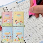 French Reusable Handwriting Workbooks Grooved Practice Copybook, Handwriting Aid Magic Pen Reusable Copybook Grooves Template Design for Children