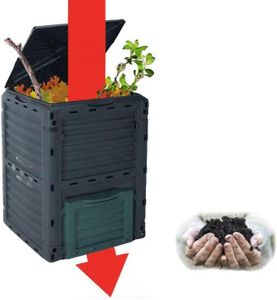 Easy Shopping 300L Garden Compost Bin – Outdoor Kitchen Waste Composter, Black/Green
