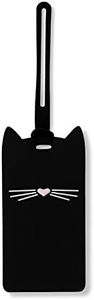 Kate Spade New York Silicone Luggage Tag with Durable Strap, Black Cat