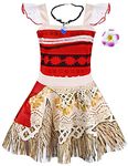 Jurebecia Princess Costume For Girls Princess Costume Kids Princess Dress Adventure Outfits Set for Girls Clothes with Necklace and flower clip Halloween Birthday Party Age 3-4 Years