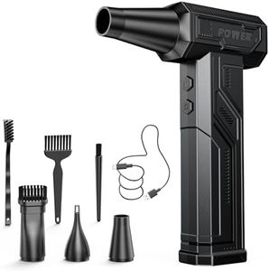 Compressed Air Duster, 300000RPM 4-Gear Adjustable Electric Air Duster with Light, Rechargeable Brushless Motor Air Blower for Keyboard, PC, Car, and Home Cleaning Reusable Replaces Compressed Air Can
