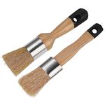 2 Pack Chalk Paint Brush, Chalk and Wax Paint Brush Chalk Paint Tool for Furniture Reusable Flat and Round Chalked Paint Brush for Folk Art Home Decor Wood Projects Furniture Stencils Black