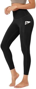 ODODOS Women's High Waisted 7/8 Yoga Leggings with Pockets, 25" Inseam Tummy Control Non See Through Workout Athletic Running Yoga Pants, Black, Medium