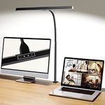 Hapfish LED Desk Lamp for Office, 12W Desk Light for Study, Adjustable Flexible Gooseneck Clamp Monitor Light Bar, Eye Care Modern Table Lamps for Study Work Reading