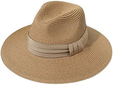 Lanzom Women Wide Brim Straw Panama Roll up Hat Fedora Beach Sun Hat UPF50+ - - One Size