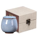 Handicrafted Ceramics Pet Urns, Ashes Keepsake Memorial Ashes Holder, Pet Coffin, Urn for Dog Ashes Cat Ashes Pet Ashes, Sealed Ceramic (Blue)
