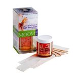 MOOM - Glaze Waxing Kit with Lavender, 6 oz Jar Sugar Wax Kit with 18 Reusable Fabric Strips, Alternative to Wax Strips & Laser Hair Removal for Women/Men, For Whole Body, Bikini & Face