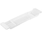 Artibetter Bathtub Caddy Tray Bonus Free Soap Holder White Drain Bathtub Tray Expandable Tub Wine Tray Holder for Family Luxury Bath