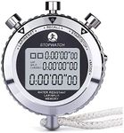 Metal Stopwatch,1/100 Seconds Timing 100 Pcs Memories Daily Waterproof Electronic Chronograph Timer for Soccer Football Baseball Outdoor Sports