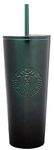 Starbucks Stainless Steel 24-Ounce Double Walled Cold Cup Tumbler Plastic Lid 2020 Black Green