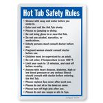 SmartSign Plastic Sign, Legend"Hot Tub Safety Rules", 14" High X 10" Wide, Black/Blue on White