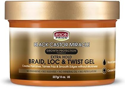 African Pride Black Castor Miracle Extra Hold Braid, Loc, Twist Gel, Tames Frizz & Edges, No Parabens, Sulfates, Mineral Oil or Petrolatum, Contains Black Castor & Coconut Oil