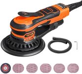 VEVOR Random Orbital Sander 6-Inch, 350W Brushless Orbital Sander, 10,000 PRM 6 Variable Speed Electric Palm Sander with 10PCS Sandpapers, Dust Connector & Hose for Woodworking Detailing Sanding