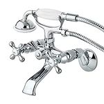 KINGSTON BRASS KS265C Clawfoot Tub Wall Mount Faucet, Polished Chrome, 6"