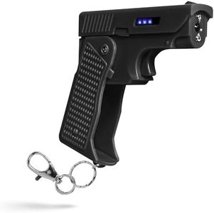 Guard Dog Security Shot in The Dark Stun Gun for Self Defense, Pistol-Style, Folding Stun Gun Flashlight, Keychain, USB-C Rechargeable, Rubber Grip, Battery Indicator