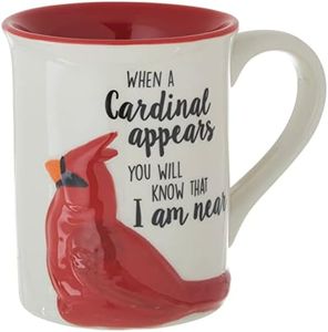 Enesco Our Name is Mud Bereavement Comforting Cardinal Always Near Sculpted Coffee Mug, 1 Count (Pack of 1), Multicolor