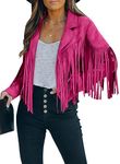 Daysskk Fringe Jacket Women Rose Cowgirl Outfits for Women Cropped Fall Jacket Ladies Western Tassel Jacket Women Cowgirl Costume Women M