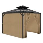 AONEAR Gazebo Privacy Curtains with Zipper 4-Panels Side Wall Universal Replacement for Patio, Outdoor Canopy, Garden and Backyard (Curtain Only) (Khaki, 10 x10)