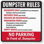 SmartSign "Dumpster Rules - Residents Only, Securely Bag, No Parking" Sign | 24" x 24" Aluminum