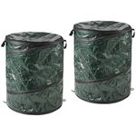 Wakeman Collapsible Trash Can 2-Pack - Pop Up 44-Gallon Outdoor Garbage Cans with Zippered Lids - Recycle Bins for Camping or Parties (Green)