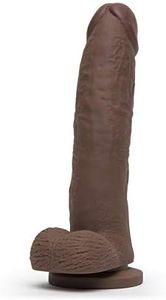 Lovehoney Lifelike Lover Ultra Realistic Dildo - 11 Inch Large Dildo - Suction Cup Dildo for Women with Balls - Harness Compatible Strap On Dildo - Adult Sex Toy - Waterproof - Flesh Brown