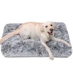 Jaspuriea Extra Large Dog Bed Washable Dog Crate Mattress Calming Fluffy Anti Anxiety Dog Beds Deluxe Plush Dog Mat with Anti-Slip Bottom,120x75x10cm