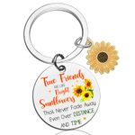 AOBIURV Best Friend Keychains Friendship Keychain Gifts Inspirational Sunflower Presents Moving Away Gift College Going Away Gift Long Distance Friendship Besties Jewelry Sunflower Keyring, Silver, Small